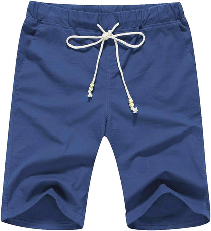Boisouey Men'S Linen Casual Classic Fit Short Summer Beach Shorts