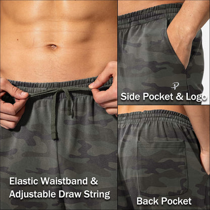 Pudolla Men'S Cotton Yoga Sweatpants Athletic Lounge Pants Open Bottom Casual Jersey Pants for Men with Pockets