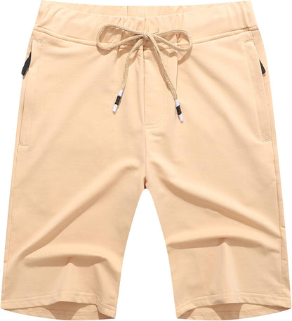 Boisouey Mens Shorts Casual Drawstring Zipper Pockets Elastic Waist