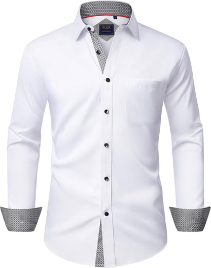 Alimens & Gentle Men'S Dress Shirts Long Sleeve Wrinkle-Free Business Casual Button down Shirt