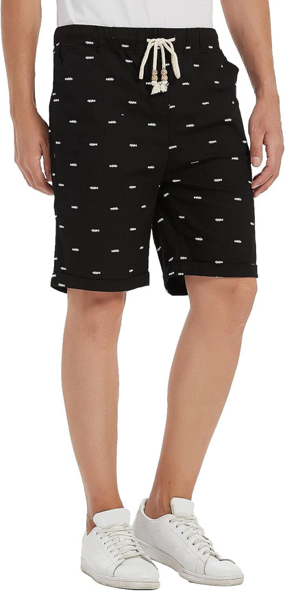 Janmid Men'S Linen Shorts Casual Drawstring Summer Beach Shorts for Men