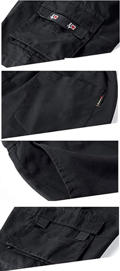 Xinyangni Men'S Cargo Shorts Elastic Waist Relaxed Fit Cotton Casual Outdoor Lightweight Work Shorts Multi-Pockets