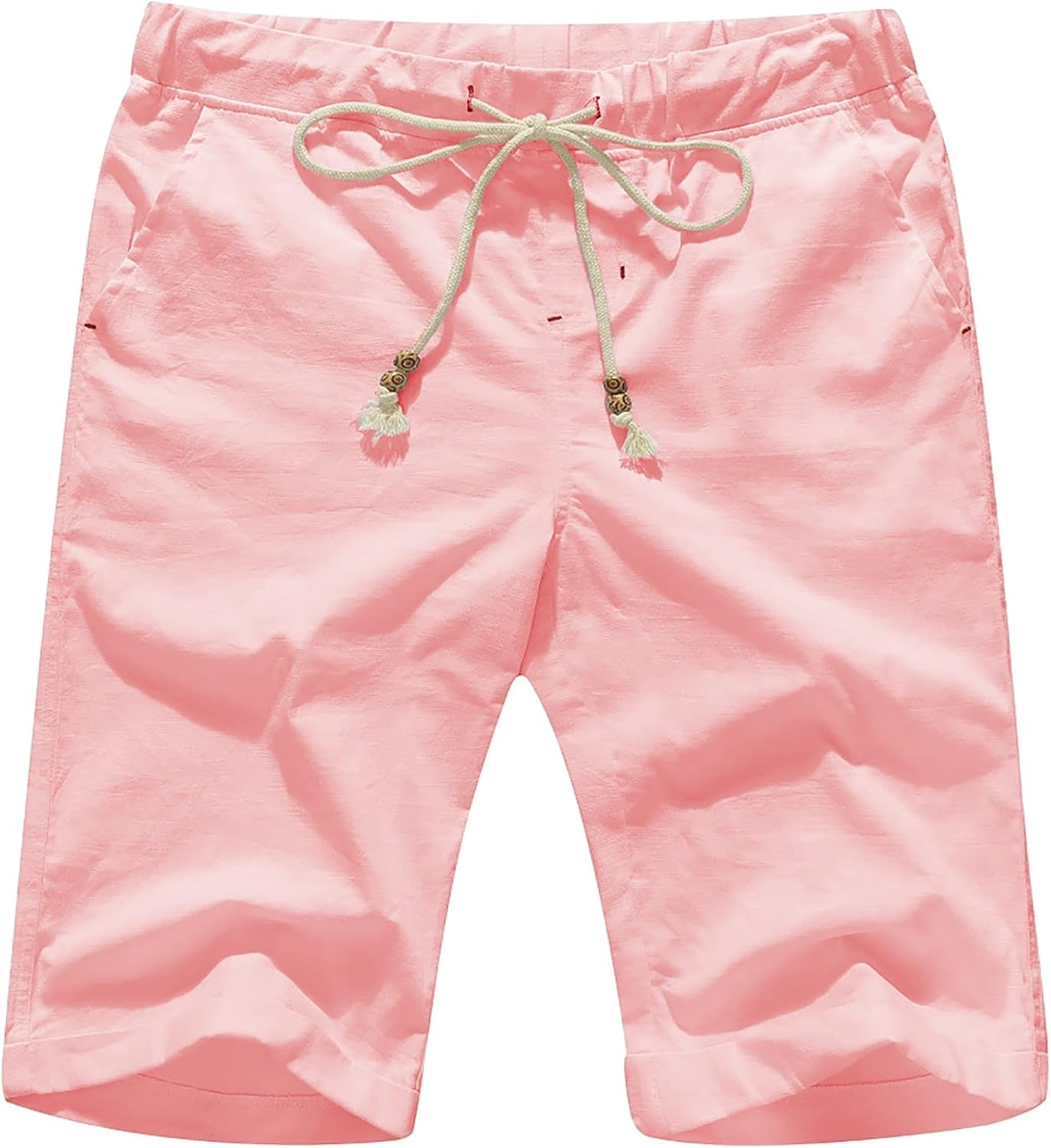 Janmid Men'S Linen Shorts Casual Drawstring Summer Beach Shorts for Men