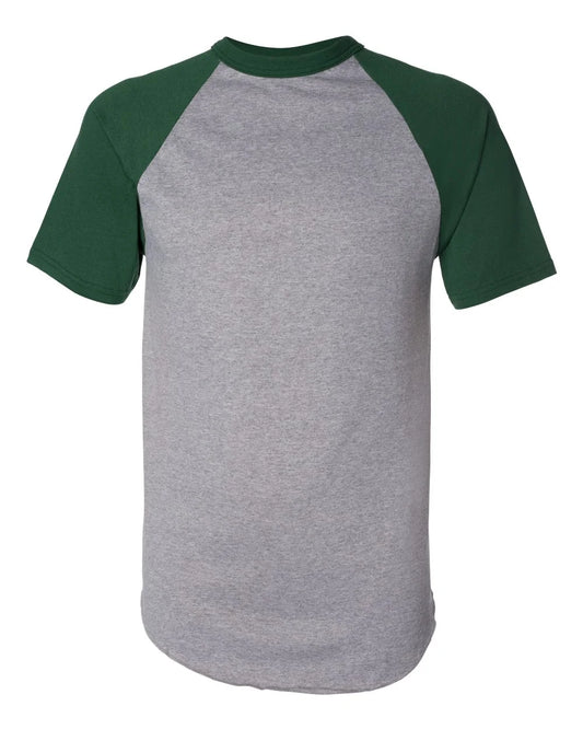 Men'S Xx-Large Short Sleeve Baseball Jersey, Athletic Heather/Dark Green