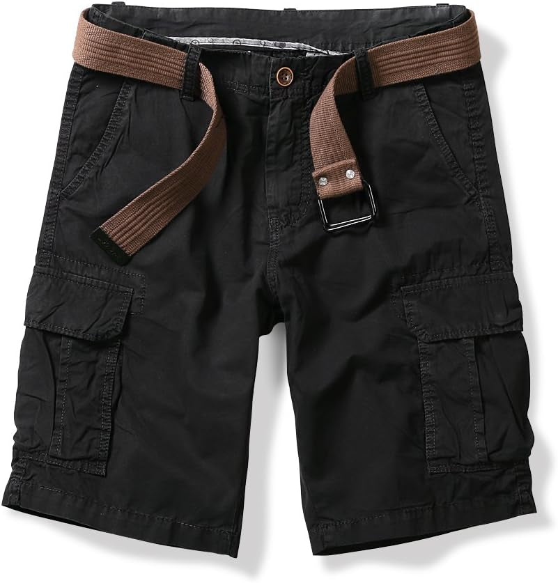 OCHENTA Men'S Lightweight Cargo Shorts with Pockets Cotton Shorts for Men Casual (No Belt)