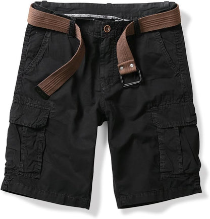 OCHENTA Men'S Lightweight Cargo Shorts with Pockets Cotton Shorts for Men Casual (No Belt)