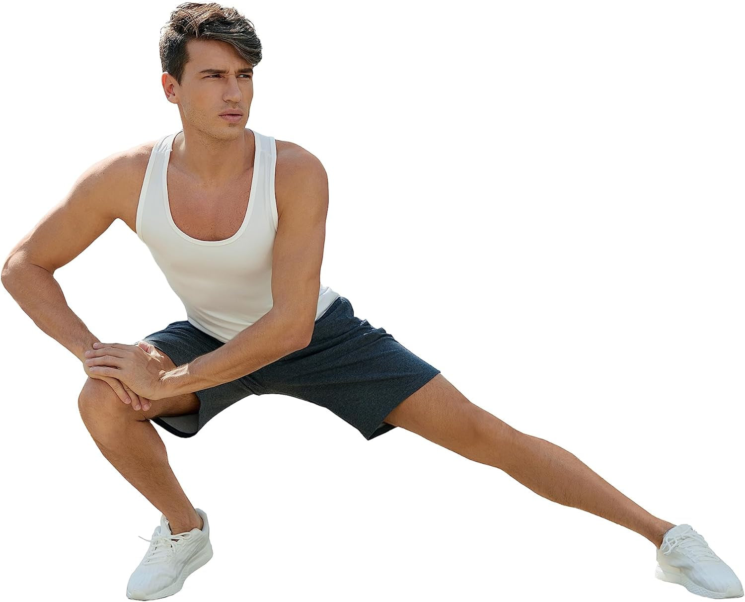 Boisouey Mens Shorts Casual Drawstring Zipper Pockets Elastic Waist