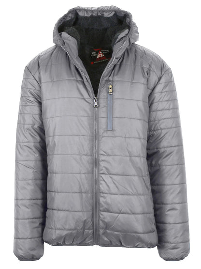 Mens Sherpa-Lined Hooded Puffer Jacket (Sizes, S to 2XL)