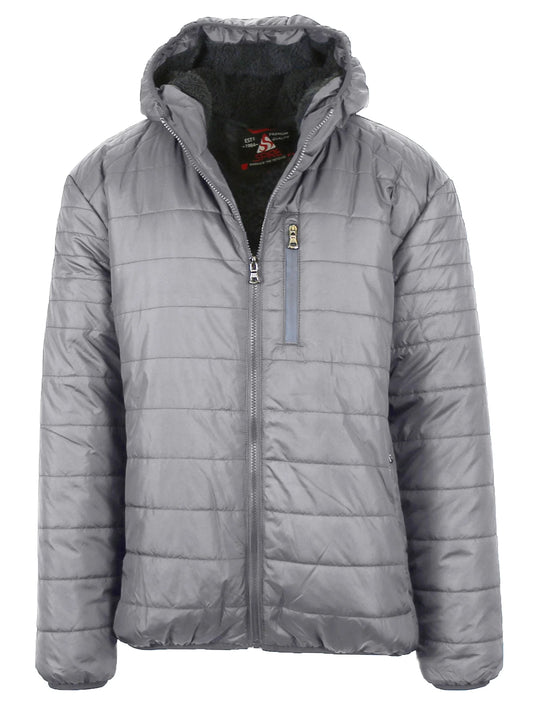 Mens Sherpa-Lined Hooded Puffer Jacket (Sizes, S to 2XL)