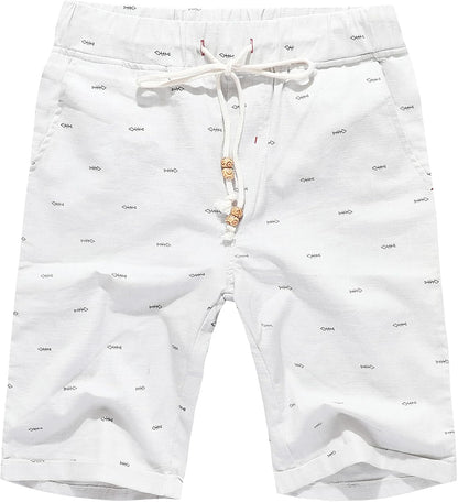 Janmid Men'S Linen Shorts Casual Drawstring Summer Beach Shorts for Men