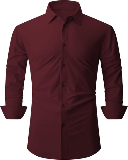 SAMERM Mens Dress Shirt Wrinkle Free Moisture Wicking 4-Way High Stretch Super Soft Casual Button down Shirts