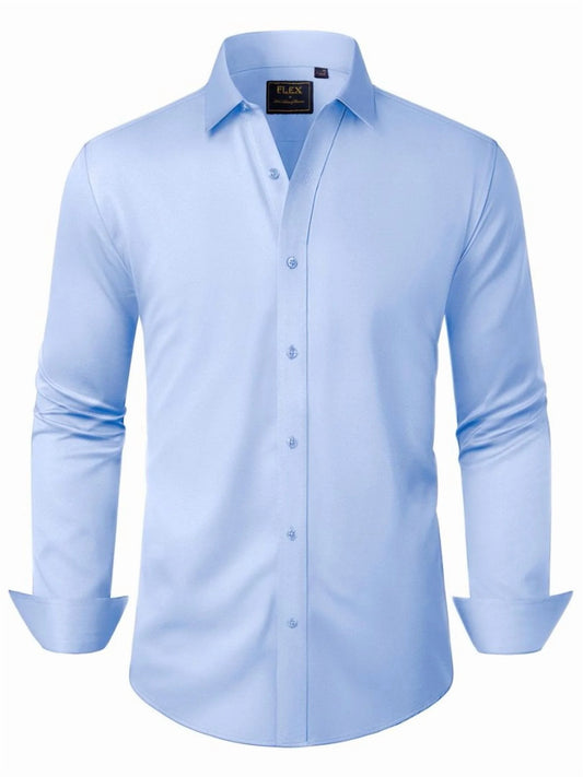 Long Sleeve Dress Shirt for Men Solid Business Shirts Regular Fit
