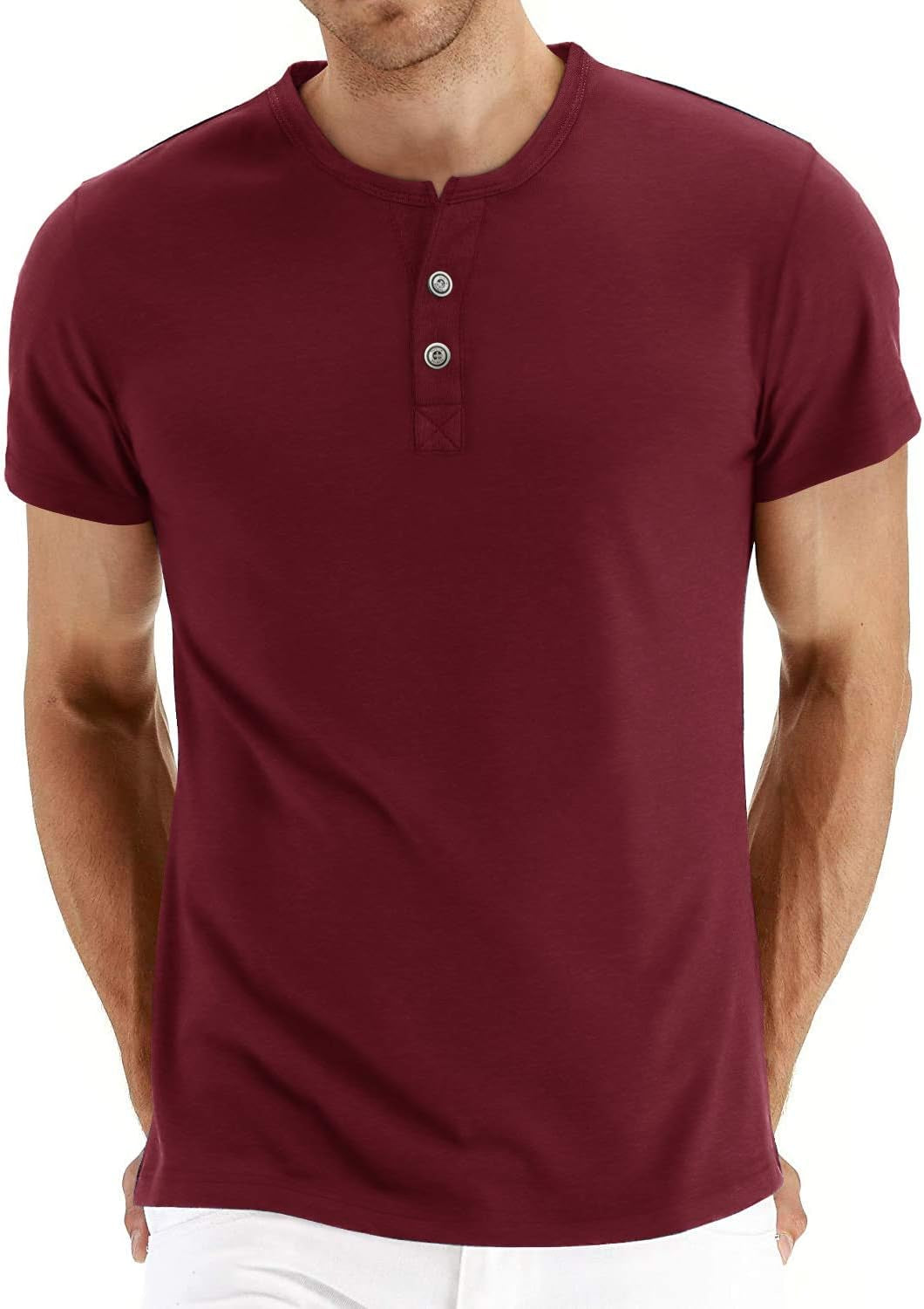 Aiyino Mens Casual Slim Fit Long Sleeve Henley T-Shirts Cotton Shirts