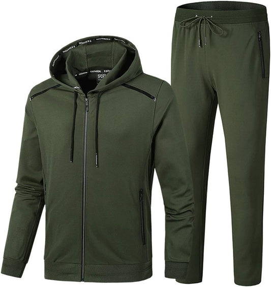 PRIJOUHE Men'S Tracksuit Hooded Fitness Sport Suits Gym Hoodie 2 Piece Hoodies Joggers Sweatpants Sets Gym Jogging Tracksuits