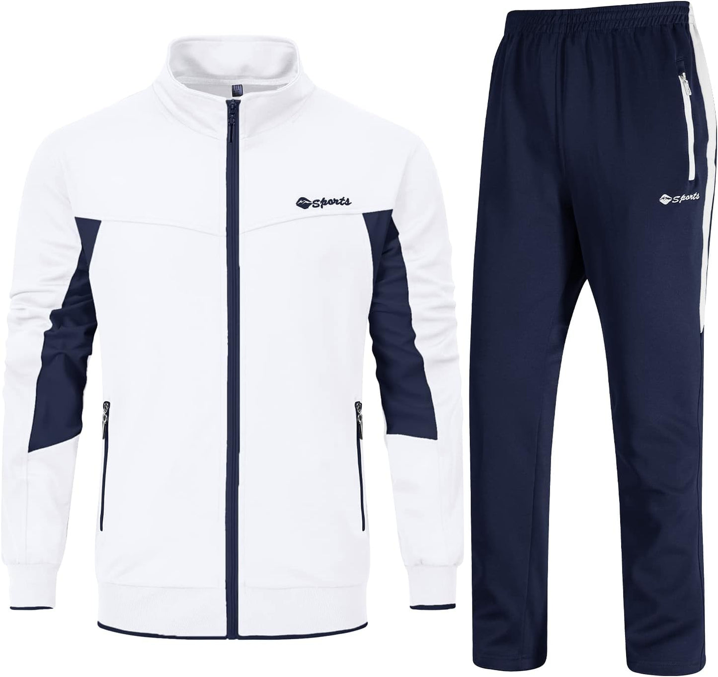 BGOWATU Men'S Tracksuits 2 Piece Running Jackets Athletic Pants Sports Suit with Zipper Pockets