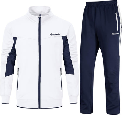 BGOWATU Men'S Tracksuits 2 Piece Running Jackets Athletic Pants Sports Suit with Zipper Pockets