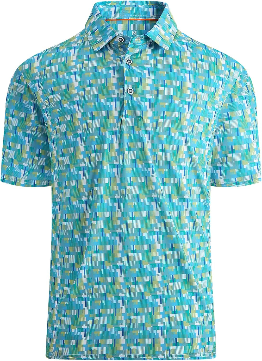 Esabel.C Golf Shirts for Men Dry Fit Performance Short Sleeve Print Moisture Wicking Collared Shirt