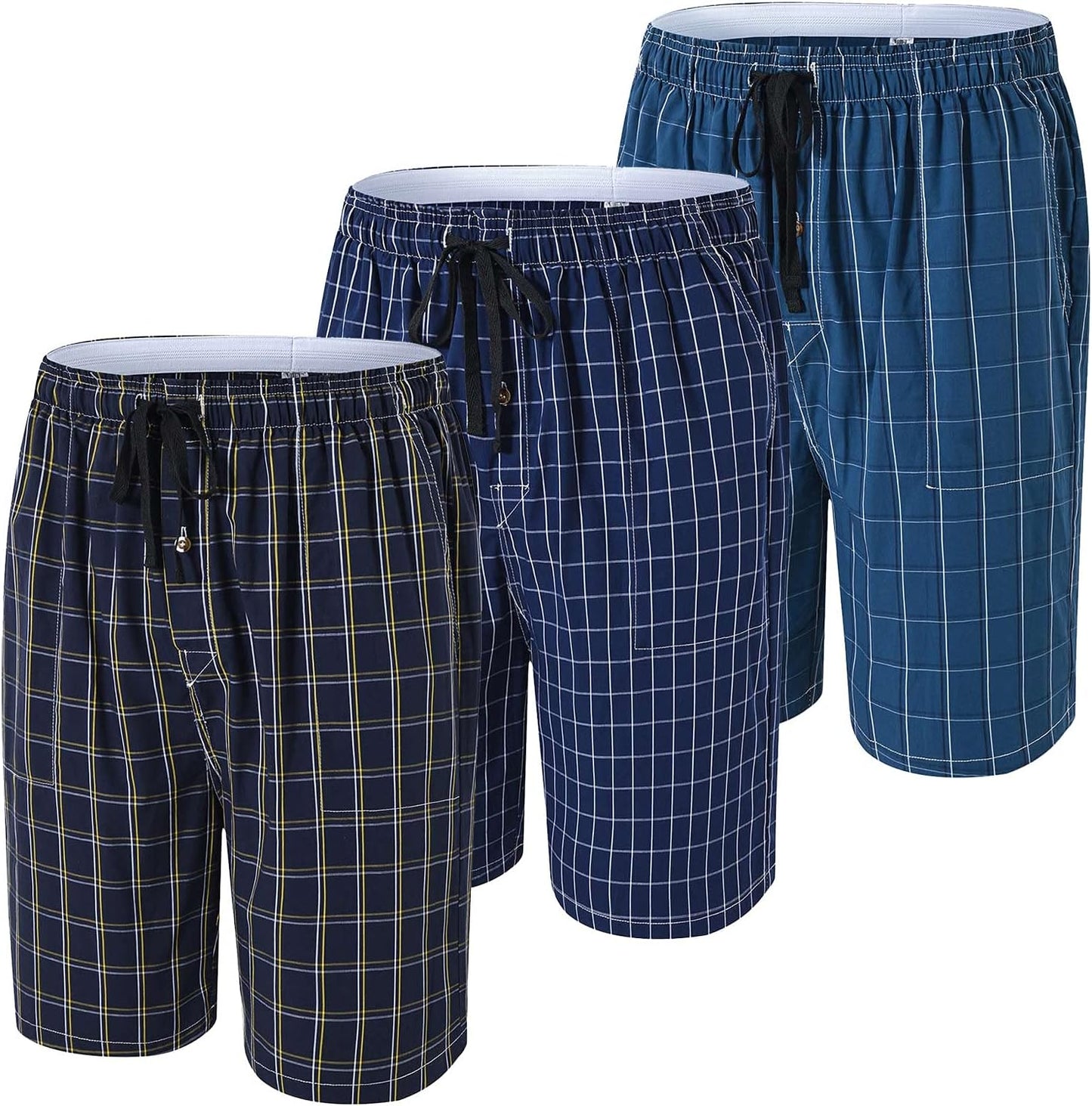 JINSHI Men'S Sleep Shorts Lounge Sleepwear 3PACK