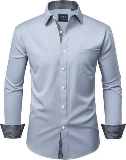 Alimens & Gentle Men'S Dress Shirts Long Sleeve Wrinkle-Free Business Casual Button down Shirt