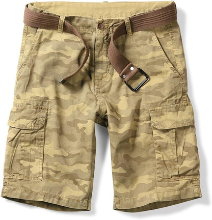 OCHENTA Men'S Lightweight Cargo Shorts with Pockets Cotton Shorts for Men Casual (No Belt)