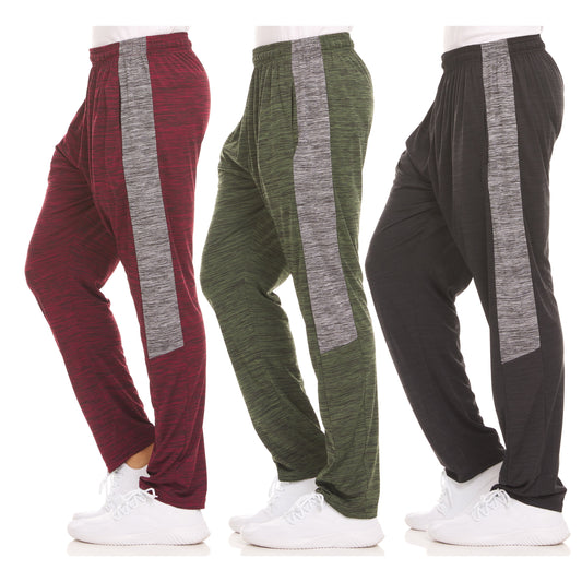 3 Pack Men'S Sweatpants Open Bottom Dry Fit Active Athletic Jogger Pants Running Workout Gym Pants with Pockets & Adjustable Waistband, (UP to 3X)