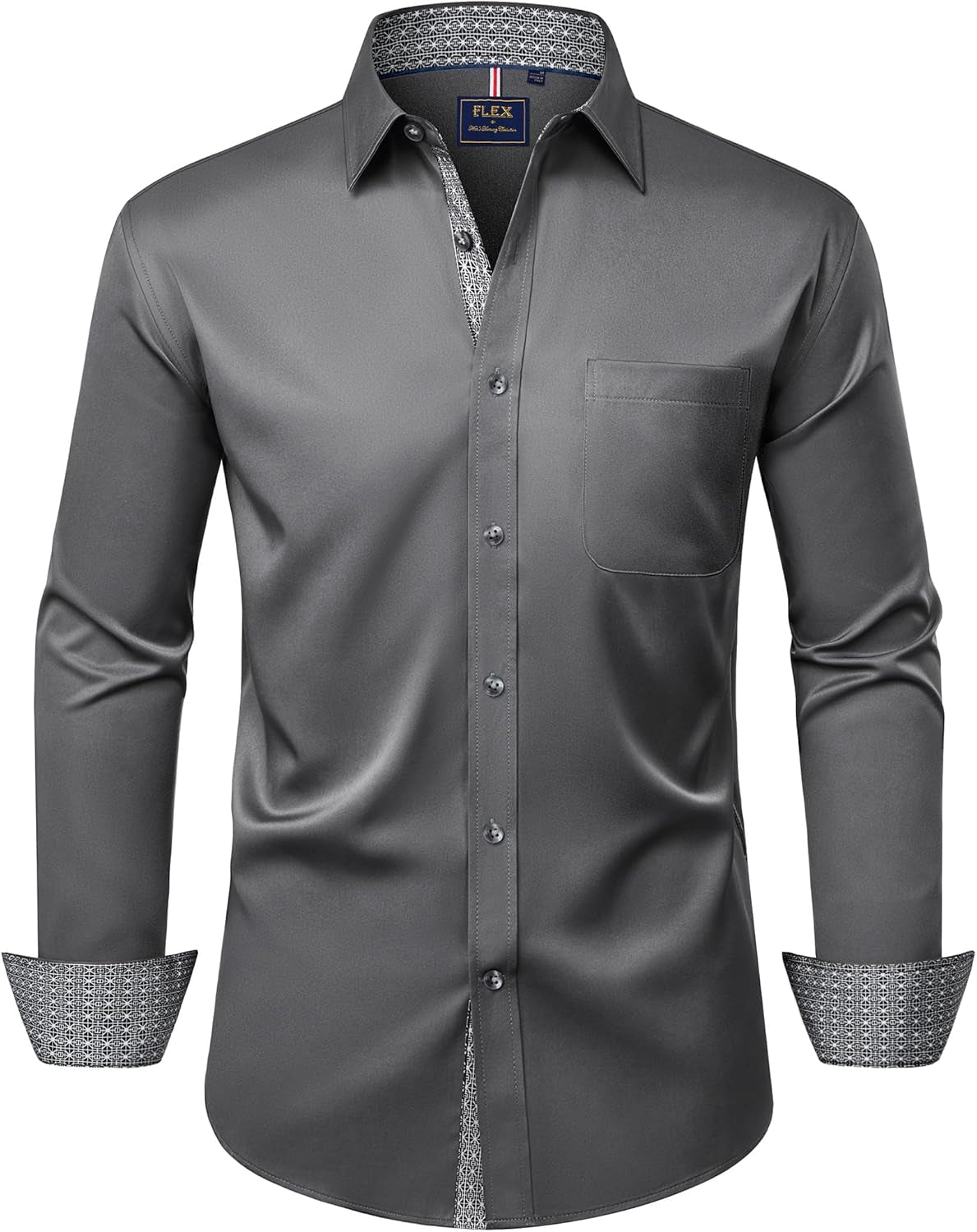 Alimens & Gentle Men'S Dress Shirts Long Sleeve Wrinkle-Free Business Casual Button down Shirt