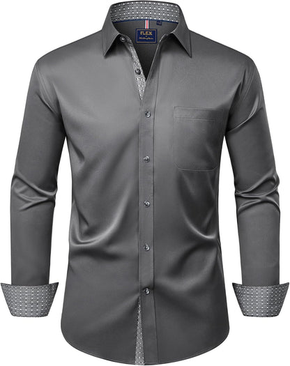 Alimens & Gentle Men'S Dress Shirts Long Sleeve Wrinkle-Free Business Casual Button down Shirt