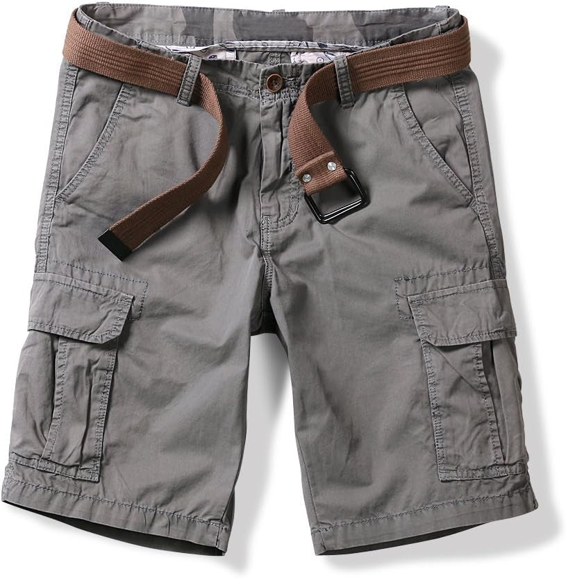 OCHENTA Men'S Lightweight Cargo Shorts with Pockets Cotton Shorts for Men Casual (No Belt)