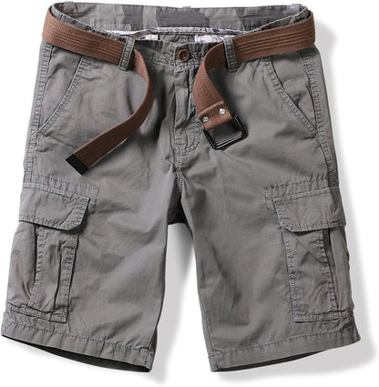 OCHENTA Men'S Lightweight Cargo Shorts with Pockets Cotton Shorts for Men Casual (No Belt)