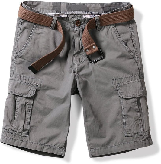 OCHENTA Men'S Lightweight Cargo Shorts with Pockets Cotton Shorts for Men Casual (No Belt)