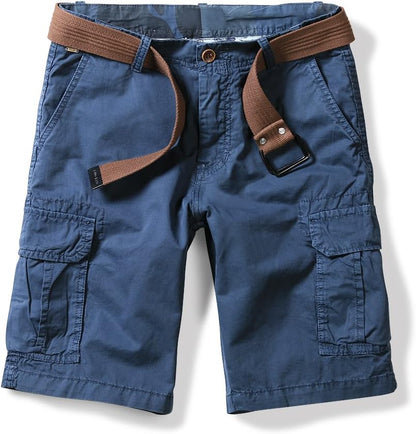 OCHENTA Men'S Lightweight Cargo Shorts with Pockets Cotton Shorts for Men Casual (No Belt)