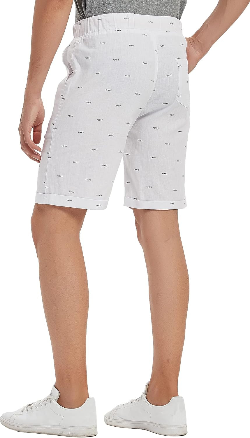 Janmid Men'S Linen Shorts Casual Drawstring Summer Beach Shorts for Men