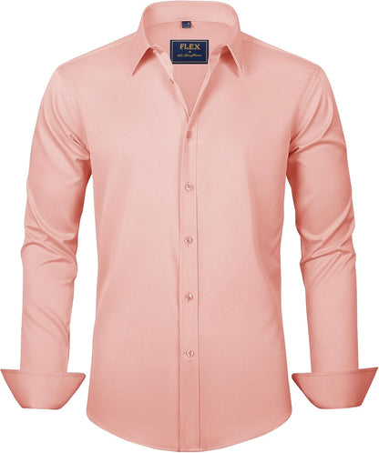 J.VER Men'S Dress Shirts Solid Long Sleeve Stretch Wrinkle-Free Formal Shirt Business Casual Button down Shirts