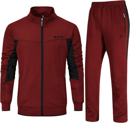 BGOWATU Men'S Tracksuits 2 Piece Running Jackets Athletic Pants Sports Suit with Zipper Pockets