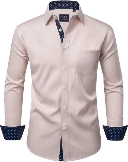 Alimens & Gentle Men'S Dress Shirts Long Sleeve Wrinkle-Free Business Casual Button down Shirt
