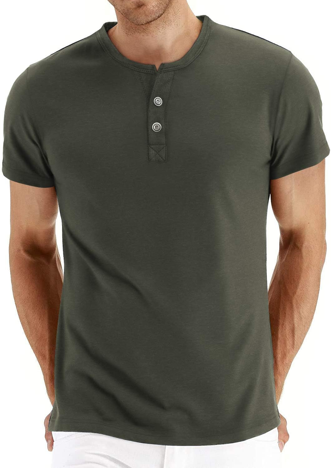 Aiyino Mens Casual Slim Fit Long Sleeve Henley T-Shirts Cotton Shirts
