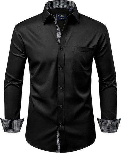 Alimens & Gentle Men'S Dress Shirts Long Sleeve Wrinkle-Free Business Casual Button down Shirt
