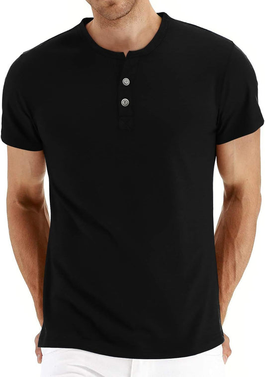 Aiyino Mens Casual Slim Fit Long Sleeve Henley T-Shirts Cotton Shirts