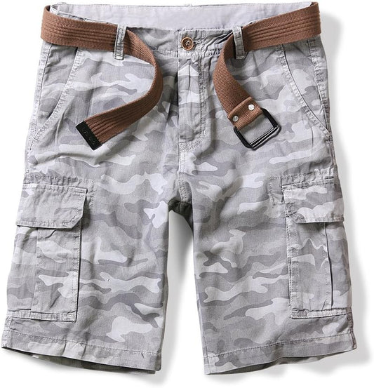 OCHENTA Men'S Lightweight Cargo Shorts with Pockets Cotton Shorts for Men Casual (No Belt)