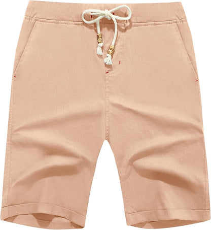Boisouey Men'S Linen Casual Classic Fit Short Summer Beach Shorts