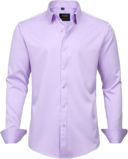 J.VER Men'S Dress Shirts Solid Long Sleeve Stretch Wrinkle-Free Formal Shirt Business Casual Button down Shirts