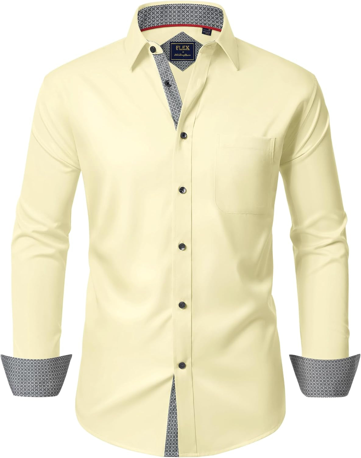 Alimens & Gentle Men'S Dress Shirts Long Sleeve Wrinkle-Free Business Casual Button down Shirt