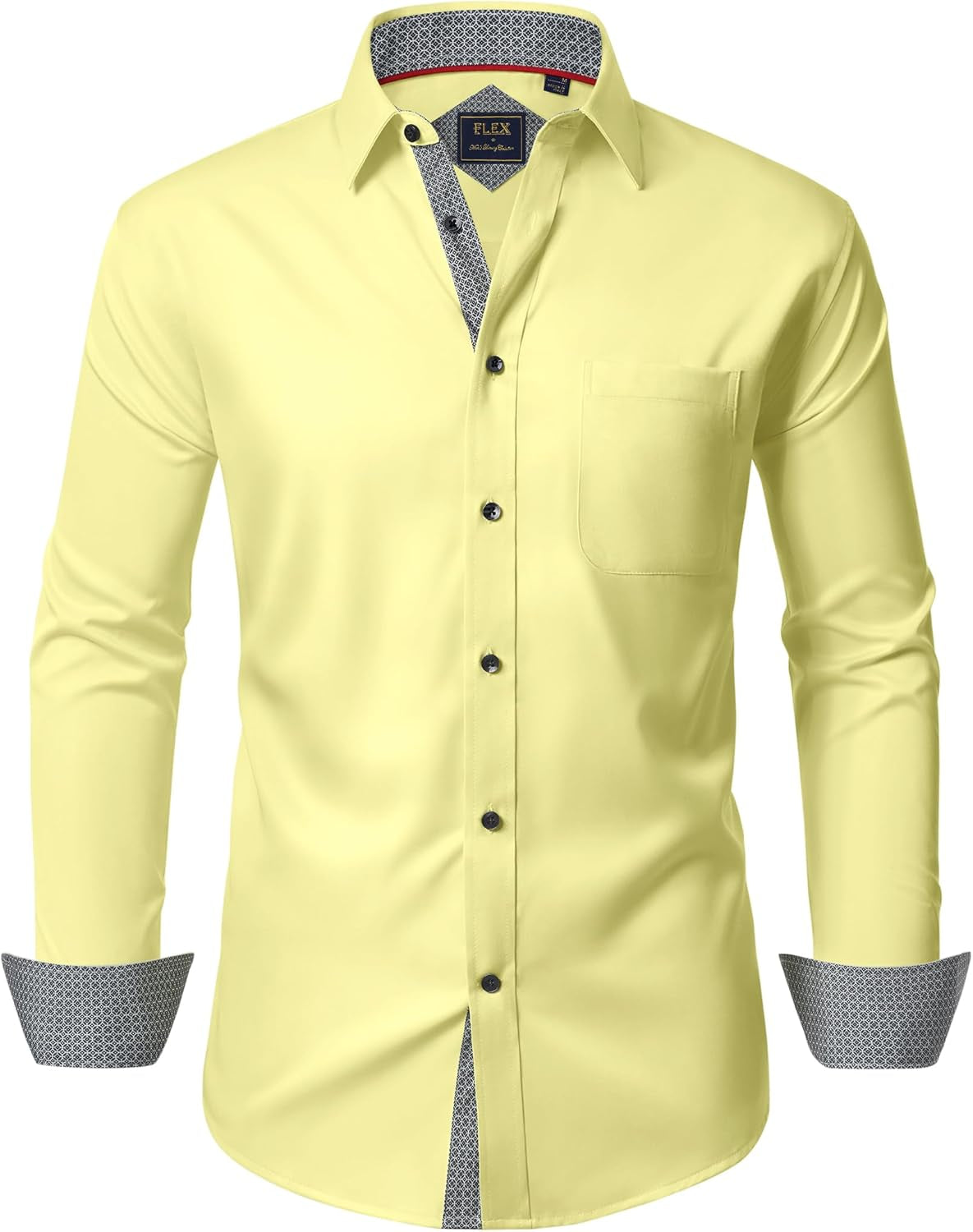 Alimens & Gentle Men'S Dress Shirts Long Sleeve Wrinkle-Free Business Casual Button down Shirt