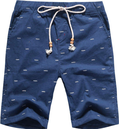 Boisouey Men'S Linen Casual Classic Fit Short Summer Beach Shorts