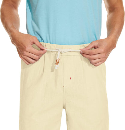 Boisouey Men'S Linen Casual Classic Fit Short Summer Beach Shorts
