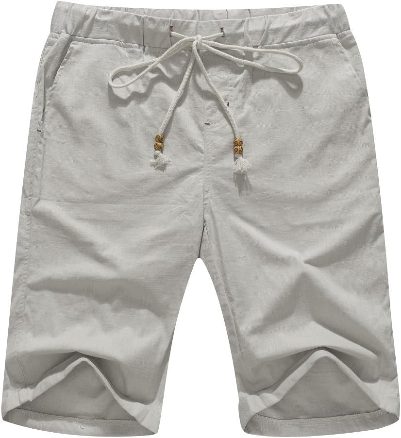 Boisouey Men'S Linen Casual Classic Fit Short Summer Beach Shorts
