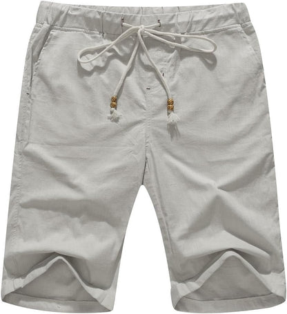 Boisouey Men'S Linen Casual Classic Fit Short Summer Beach Shorts