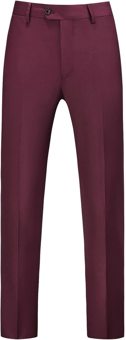MOGU Mens Front Flat Casual Dress Pants Slim Fit
