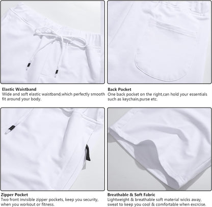 Boisouey Mens Shorts Casual Drawstring Zipper Pockets Elastic Waist