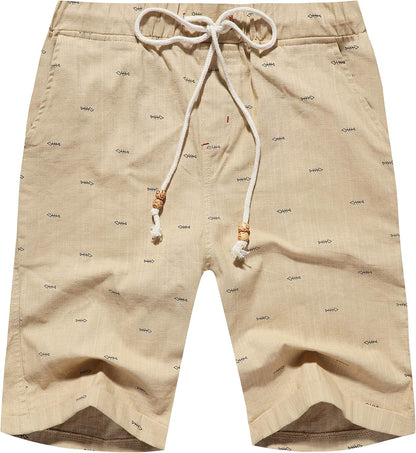 Boisouey Men'S Linen Casual Classic Fit Short Summer Beach Shorts